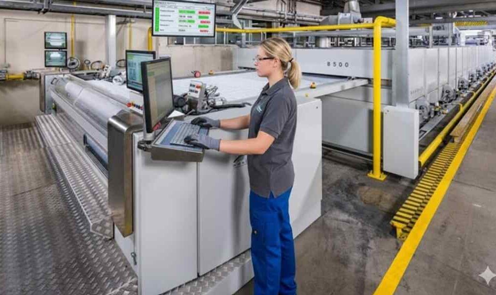 Smart textile processing machine 2026 in modern factory
