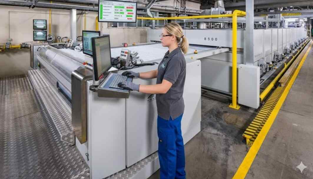 Smart textile processing machine 2026 in modern factory