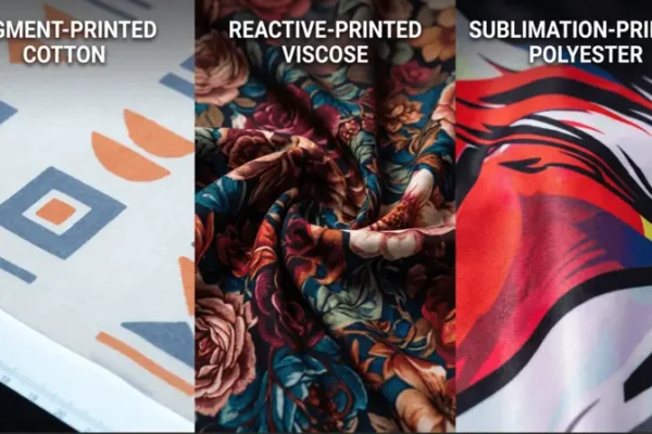 Side-by-side comparison of pigment reactive and sublimation digital printing on fabric
